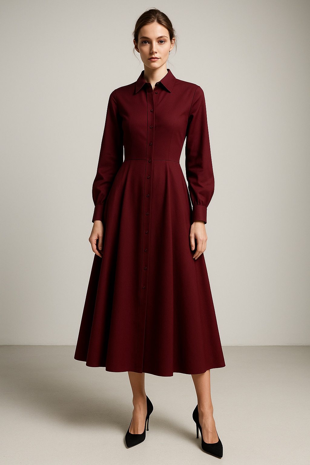 Bordeaux Mystique Midi Dress