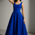 Cobalt Audace — A-Line Dress in Luxurious Cotton view 8