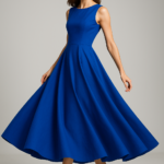 Cobalt Audace — A-Line Dress in Luxurious Cotton view 9