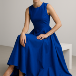 Cobalt Audace — A-Line Dress in Luxurious Cotton view 7