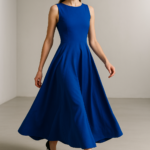 Cobalt Audace — A-Line Dress in Luxurious Cotton view 6