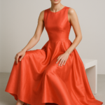 Corail Soleil Fit-and-Flare Silk Dress view 7