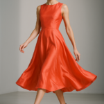Corail Soleil Fit-and-Flare Silk Dress view 6