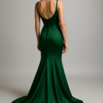 Forêt Enchantée – Mermaid Gown in Forest Green Silk view 2