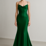 Forêt Enchantée – Mermaid Gown in Forest Green Silk view 1
