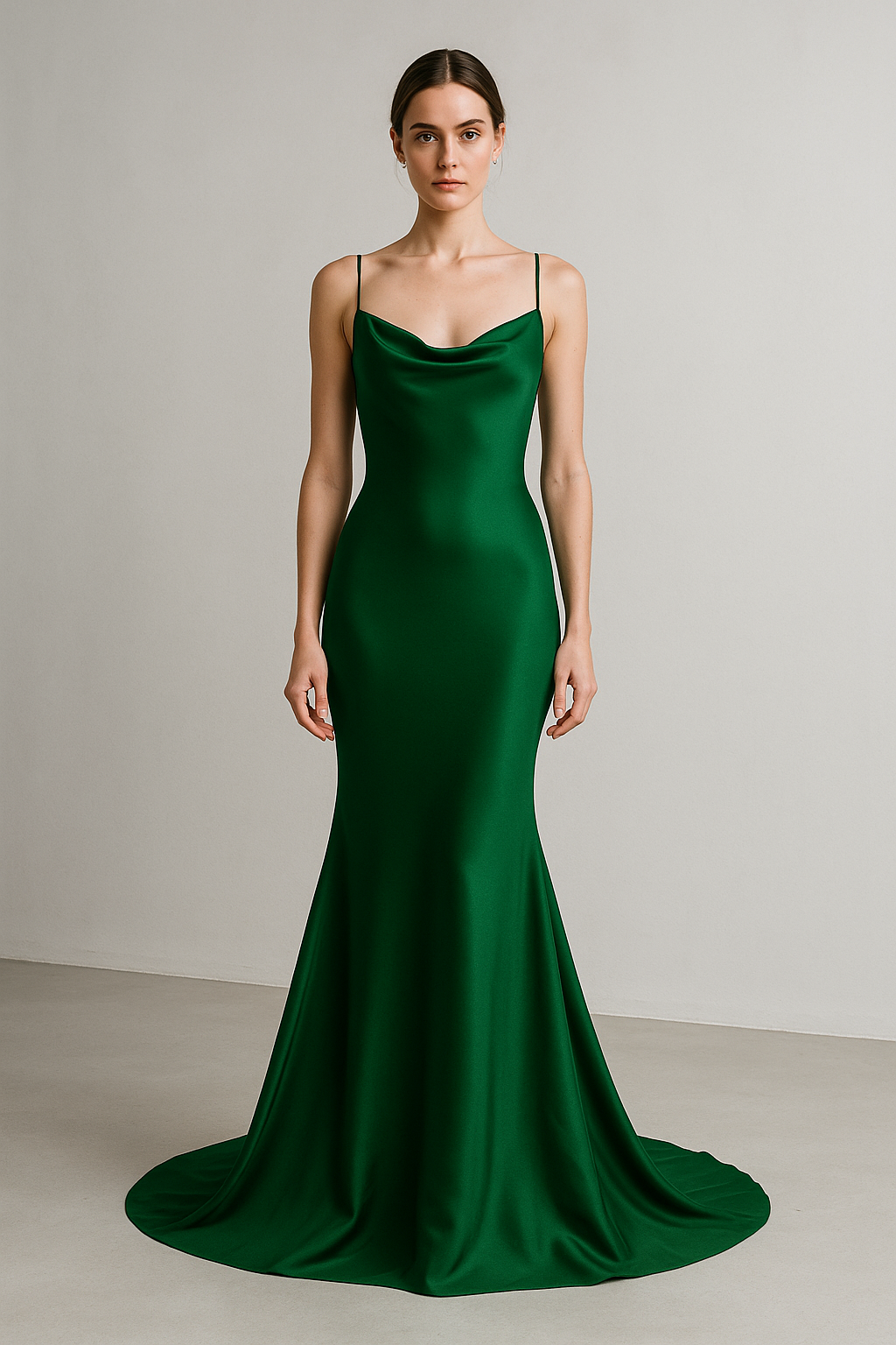 Forêt Enchantée – Mermaid Gown in Forest Green Silk