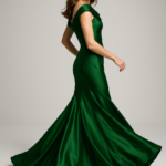 Forêt Enchantée – Mermaid Gown in Forest Green Silk view 9