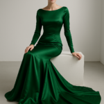Forêt Enchantée – Mermaid Gown in Forest Green Silk view 7