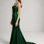 Forêt Enchantée – Mermaid Gown in Forest Green Silk view 3