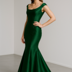 Forêt Enchantée – Mermaid Gown in Forest Green Silk view 5