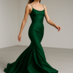Forêt Enchantée – Mermaid Gown in Forest Green Silk view 6