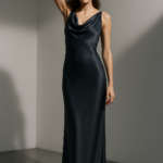 Graphite Noble — Column Dress in Charcoal Silk view 8