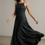 Graphite Noble — Column Dress in Charcoal Silk view 9
