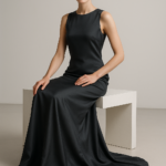 Graphite Noble — Column Dress in Charcoal Silk view 7