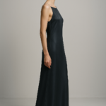 Graphite Noble — Column Dress in Charcoal Silk view 3