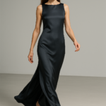Graphite Noble — Column Dress in Charcoal Silk view 6