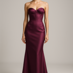 prune opulente bustier dress in plum silk