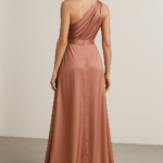 Rose Antique One-Shoulder Gown in Dusty Rose Silk view 2