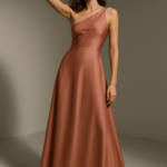 Rose Antique One-Shoulder Gown in Dusty Rose Silk view 8