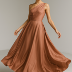 Rose Antique One-Shoulder Gown in Dusty Rose Silk view 9