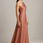 Rose Antique One-Shoulder Gown in Dusty Rose Silk view 3