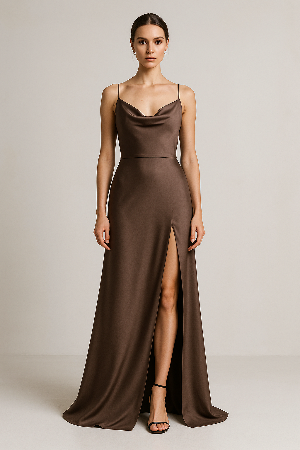 Sable Doré — High-Slit Silk Gown